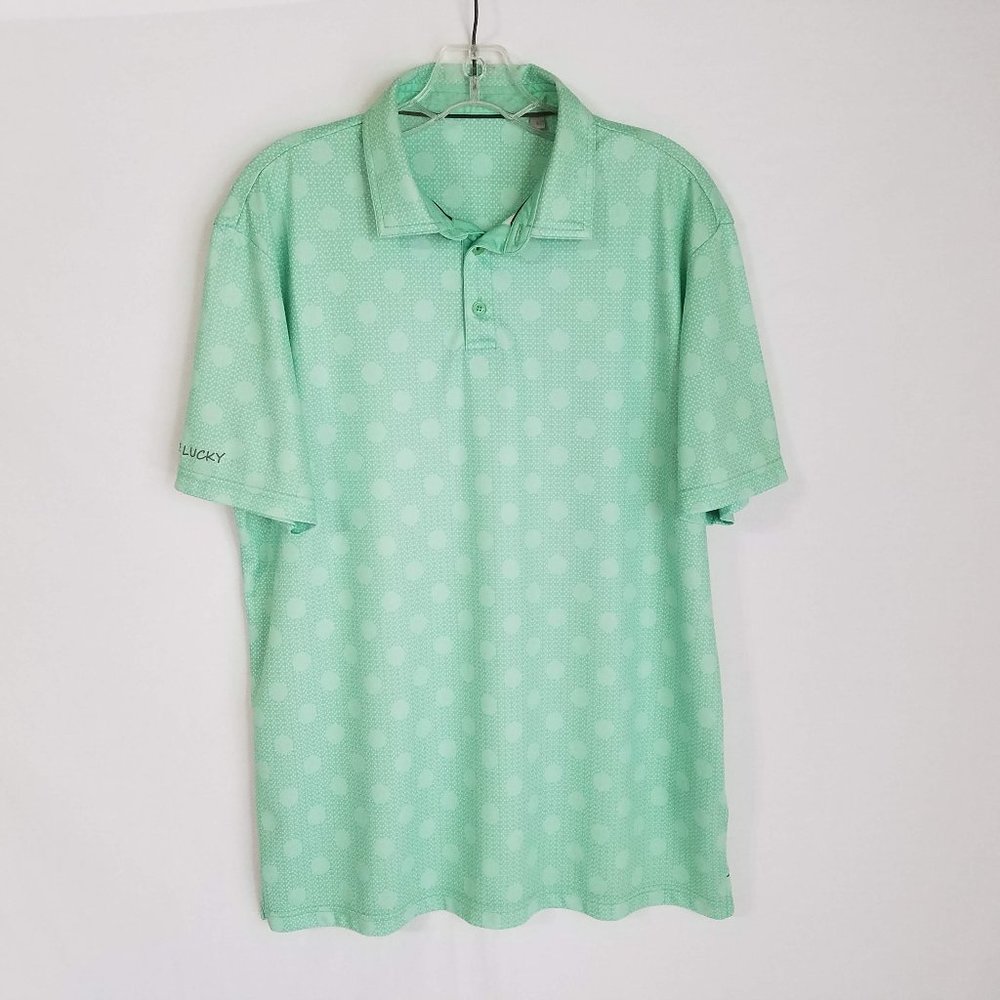 Black Clover Live Lucky Green Polka Dot Polo Golf Shirt Mens Large
